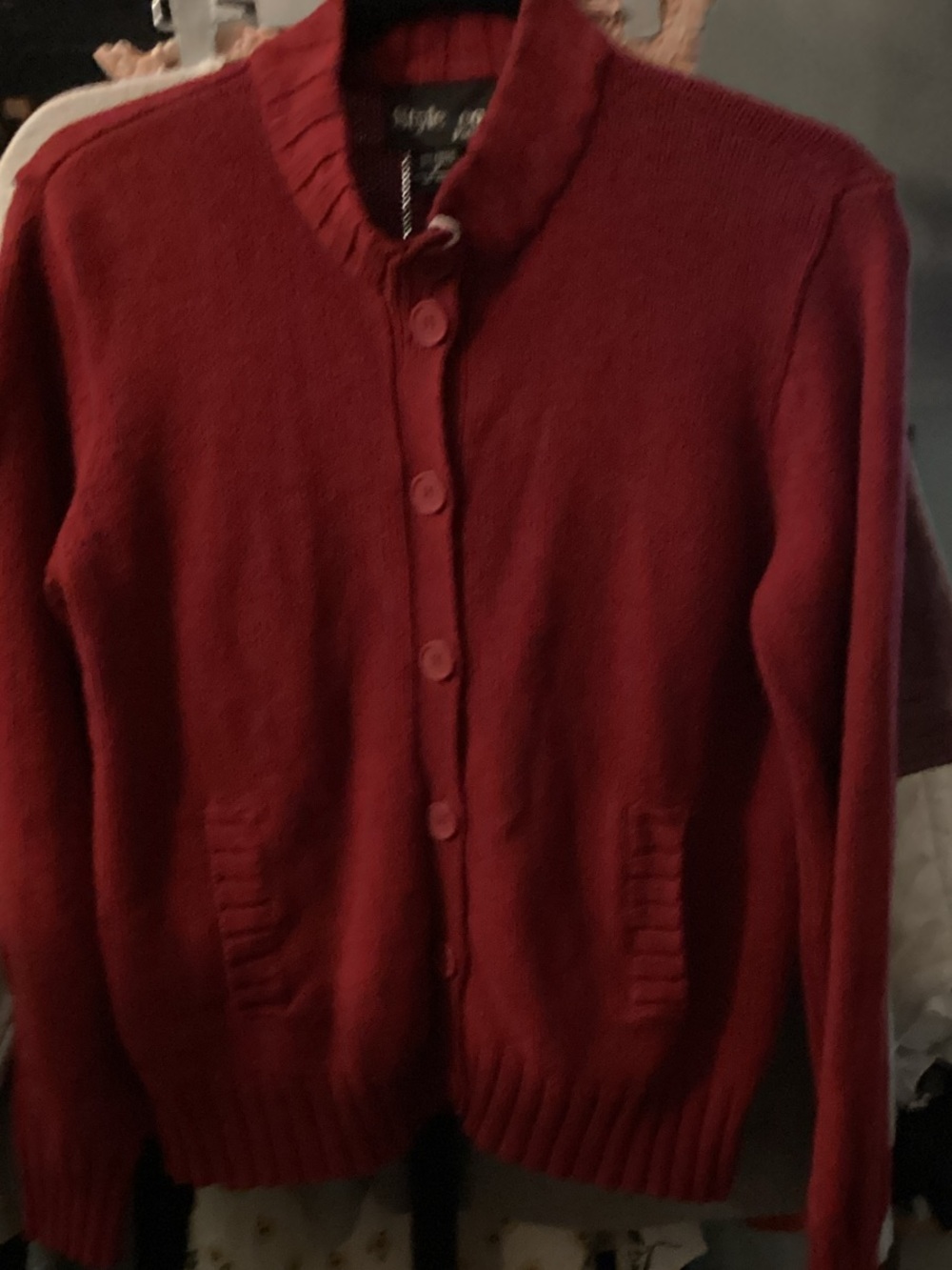 Style & Co. Deep Red Button-Front Knit Cardigan